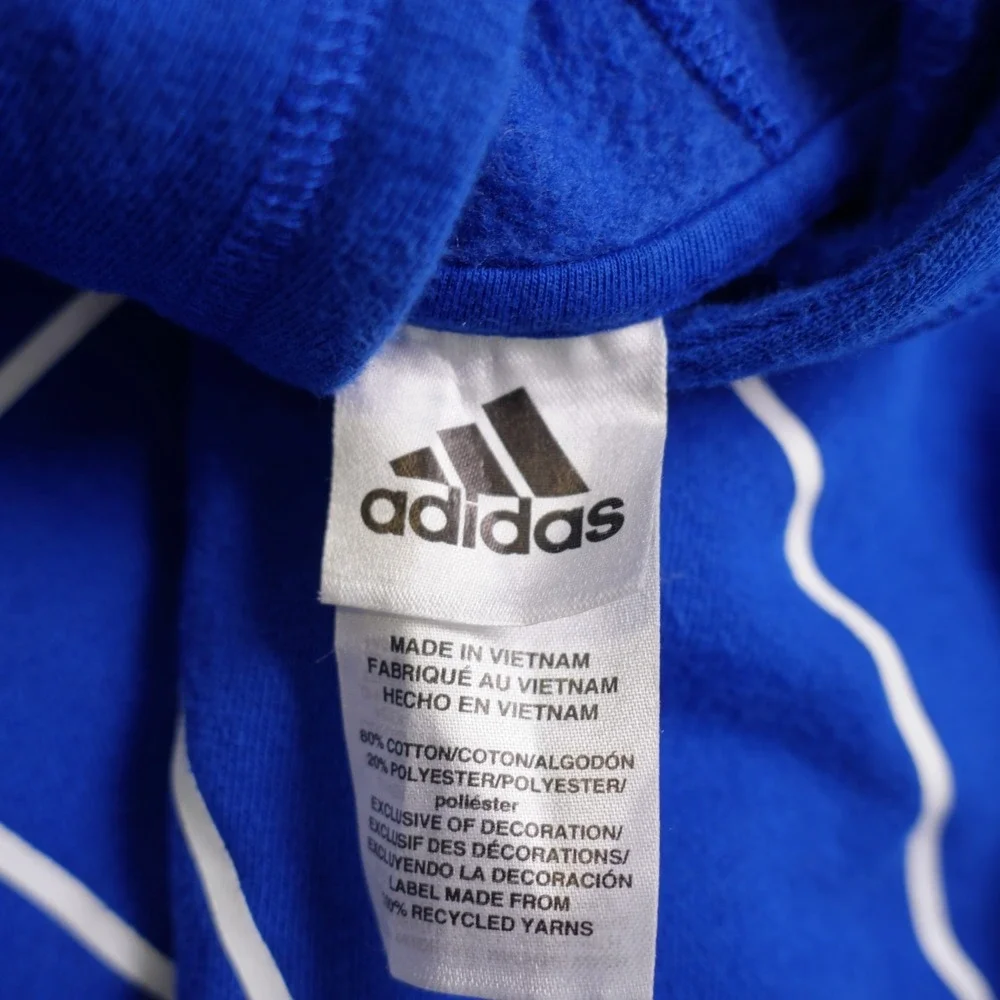 Adidas Boy's Hooded Pullover Sweater Blue‎ -Size XL 18- Pocket Cotton Polyester